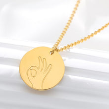 Load image into Gallery viewer, Stainless Steel Sign Language Gestures Necklace For Women Girls Rose Gold Silver Long Chain Engraved Choker Necklace BFF Jewelry