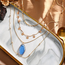 Load image into Gallery viewer, Multi-layer Charm Statement Collar Choker 4 Layers Oval Crystal Stone Pendant Chain Necklace for Women Gift Jewelry