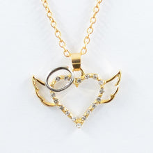 Load image into Gallery viewer, Shiny Rhinestone Heart Wing Pendant Necklace Lover&#39;s Honeyed Words Carved Angel Wings Charm Necklace Memorial Gift Jewelry