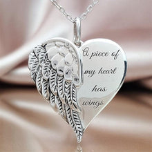 Load image into Gallery viewer, Shiny Rhinestone Heart Wing Pendant Necklace Lover&#39;s Honeyed Words Carved Angel Wings Charm Necklace Memorial Gift Jewelry