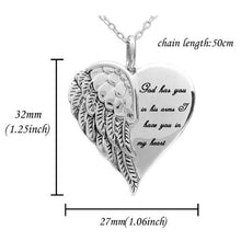 Load image into Gallery viewer, Shiny Rhinestone Heart Wing Pendant Necklace Lover&#39;s Honeyed Words Carved Angel Wings Charm Necklace Memorial Gift Jewelry