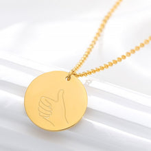 Load image into Gallery viewer, Stainless Steel Sign Language Gestures Necklace For Women Girls Rose Gold Silver Long Chain Engraved Choker Necklace BFF Jewelry