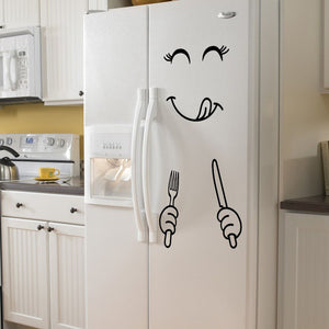 Mignon Stickers muraux réfrigérateur heureux délicieux visage cuisine réfrigérateur réfrigérateur vinyle autocollants Art mur décalque décor à la maison