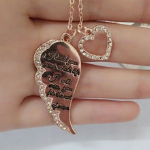 Load image into Gallery viewer, Shiny Rhinestone Heart Wing Pendant Necklace Lover&#39;s Honeyed Words Carved Angel Wings Charm Necklace Memorial Gift Jewelry