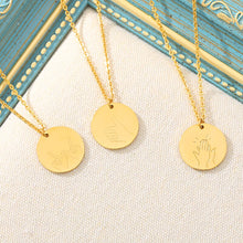 Load image into Gallery viewer, Stainless Steel Sign Language Gestures Necklace For Women Girls Rose Gold Silver Long Chain Engraved Choker Necklace BFF Jewelry