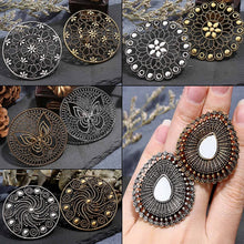 Load image into Gallery viewer, Steampunk grands anneaux pour femmes Handamde Antique or argent motif hip-hop moyen doigt anneaux bijoux de fête réglable