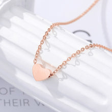 Load image into Gallery viewer, Choker Necklace Stainless Steel Rose Gold Color Dainty Heart Pendant Necklaces For Women Wedding Jewelry Kolye Bridesmaid Gifts