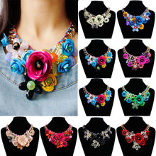 Load image into Gallery viewer, Women Necklaces Mixed Style Chain Crystal Colorful Flower Luxury Weave Necklace Pendants Statement Necklaces For Women 2020