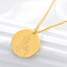 Load image into Gallery viewer, Stainless Steel Sign Language Gestures Necklace For Women Girls Rose Gold Silver Long Chain Engraved Choker Necklace BFF Jewelry