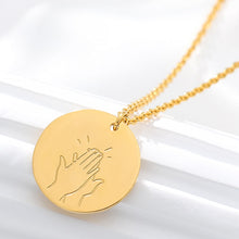 Load image into Gallery viewer, Stainless Steel Sign Language Gestures Necklace For Women Girls Rose Gold Silver Long Chain Engraved Choker Necklace BFF Jewelry
