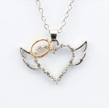 Load image into Gallery viewer, Shiny Rhinestone Heart Wing Pendant Necklace Lover&#39;s Honeyed Words Carved Angel Wings Charm Necklace Memorial Gift Jewelry