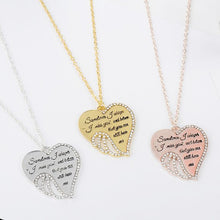 Load image into Gallery viewer, Shiny Rhinestone Heart Wing Pendant Necklace Lover&#39;s Honeyed Words Carved Angel Wings Charm Necklace Memorial Gift Jewelry