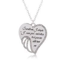 Load image into Gallery viewer, Shiny Rhinestone Heart Wing Pendant Necklace Lover&#39;s Honeyed Words Carved Angel Wings Charm Necklace Memorial Gift Jewelry