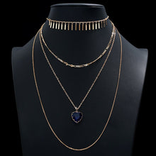 Load image into Gallery viewer, Multi-layer Charm Statement Collar Choker 4 Layers Heart Crystal Stone Pendant Chain Necklace for Women Gift Jewelry
