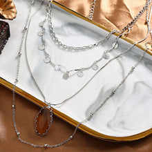Load image into Gallery viewer, Multi-layer Charm Statement Collar Choker 4 Layers Oval Crystal Stone Pendant Chain Necklace for Women Gift Jewelry