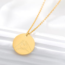 Load image into Gallery viewer, Stainless Steel Sign Language Gestures Necklace For Women Girls Rose Gold Silver Long Chain Engraved Choker Necklace BFF Jewelry