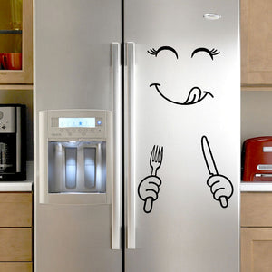 Mignon Stickers muraux réfrigérateur heureux délicieux visage cuisine réfrigérateur réfrigérateur vinyle autocollants Art mur décalque décor à la maison