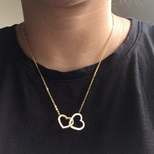 Load image into Gallery viewer, Double Heart Necklaces Pendants For Women Love jewellery Bridesmaid Gifts Stainless Steel Link Chain Bijoux Femme Collier Choker