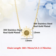 Load image into Gallery viewer, Stainless Steel Chain Colar Gold Sun Pendant Necklace Women Men Jewelry Christmas Gift Round Charm Choker