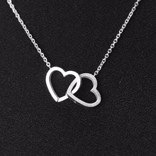 Load image into Gallery viewer, Double Heart Necklaces Pendants For Women Love jewellery Bridesmaid Gifts Stainless Steel Link Chain Bijoux Femme Collier Choker