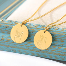 Load image into Gallery viewer, Stainless Steel Sign Language Gestures Necklace For Women Girls Rose Gold Silver Long Chain Engraved Choker Necklace BFF Jewelry