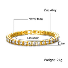Load image into Gallery viewer, Hip Hop Tennis Bracelets 1 Row Bling Rhinestone Cubic Zirconia Bracelet Tennis Chain Bracelets For Women Men Jewelry 909