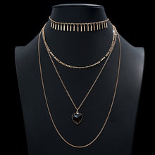 Load image into Gallery viewer, Multi-layer Charm Statement Collar Choker 4 Layers Heart Crystal Stone Pendant Chain Necklace for Women Gift Jewelry