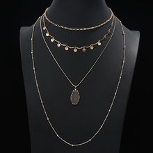Load image into Gallery viewer, Multi-layer Charm Statement Collar Choker 4 Layers Oval Crystal Stone Pendant Chain Necklace for Women Gift Jewelry