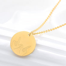 Load image into Gallery viewer, Stainless Steel Sign Language Gestures Necklace For Women Girls Rose Gold Silver Long Chain Engraved Choker Necklace BFF Jewelry