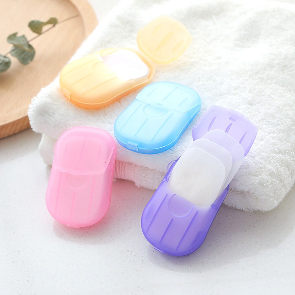 20PCS/Box Travel Soap Paper Washing Hand Bath Clean Disposable Boxe Soap Portable Mini